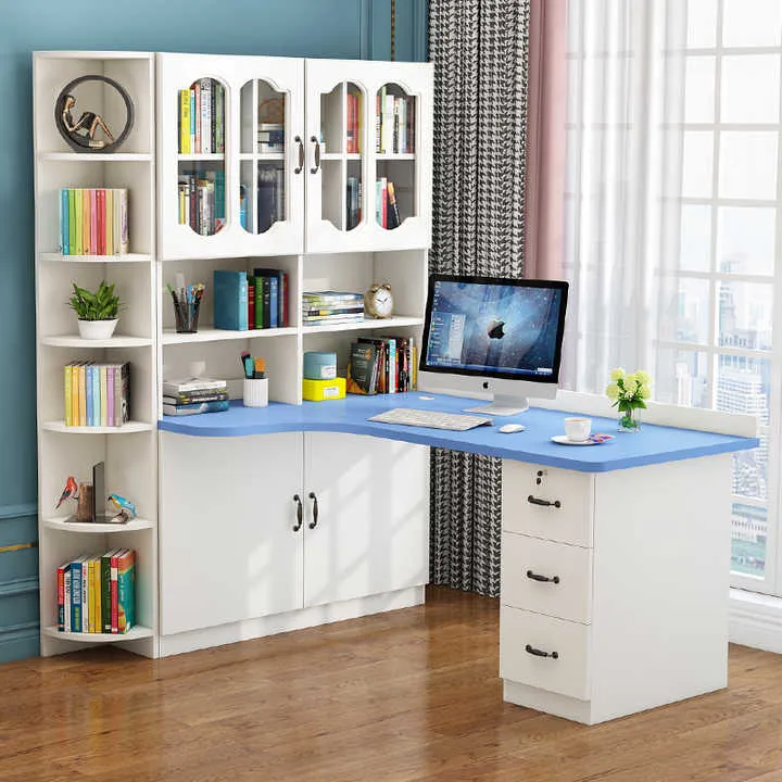 خشب متين ركن مكتب خزانة مزيج منضدة كتابة خزانة مكتب الكمبيوتر Solid wood corner desk cabinet combination writing desk cabinet computer desk
