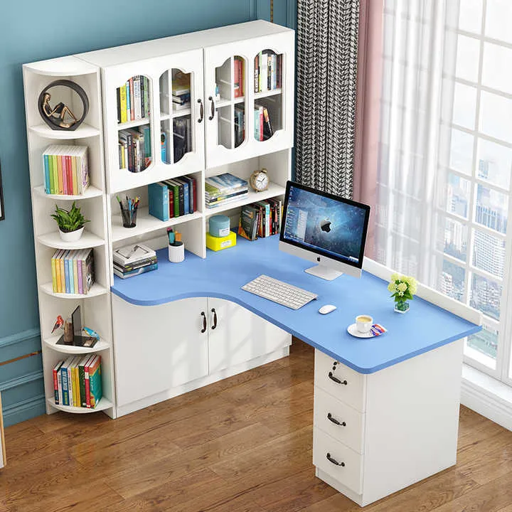 خشب متين ركن مكتب خزانة مزيج منضدة كتابة خزانة مكتب الكمبيوتر Solid wood corner desk cabinet combination writing desk cabinet computer desk
