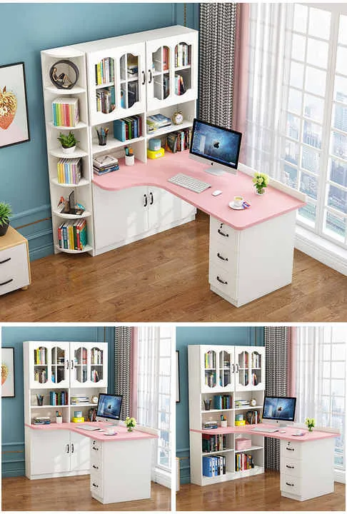 خشب متين ركن مكتب خزانة مزيج منضدة كتابة خزانة مكتب الكمبيوتر Solid wood corner desk cabinet combination writing desk cabinet computer desk