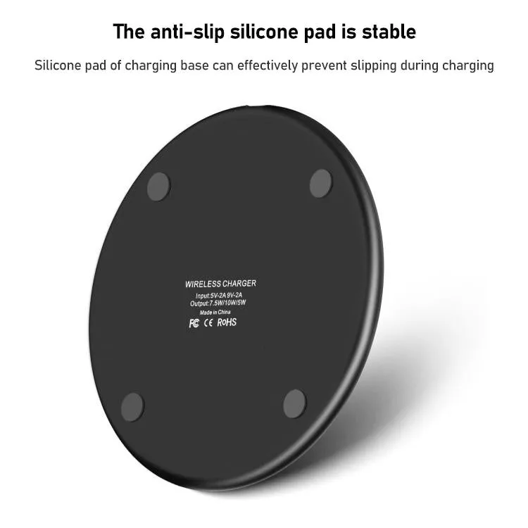 15W Round Desktop Wireless Charger   Type C Cable