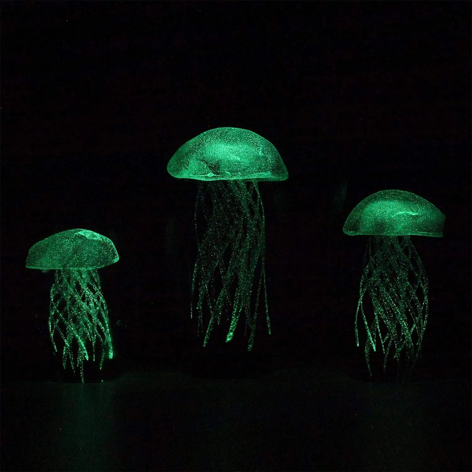 8 Inch Glass Jellyfish Paperweight, Glass Paperweight Figurine Glow in The Dark (Black