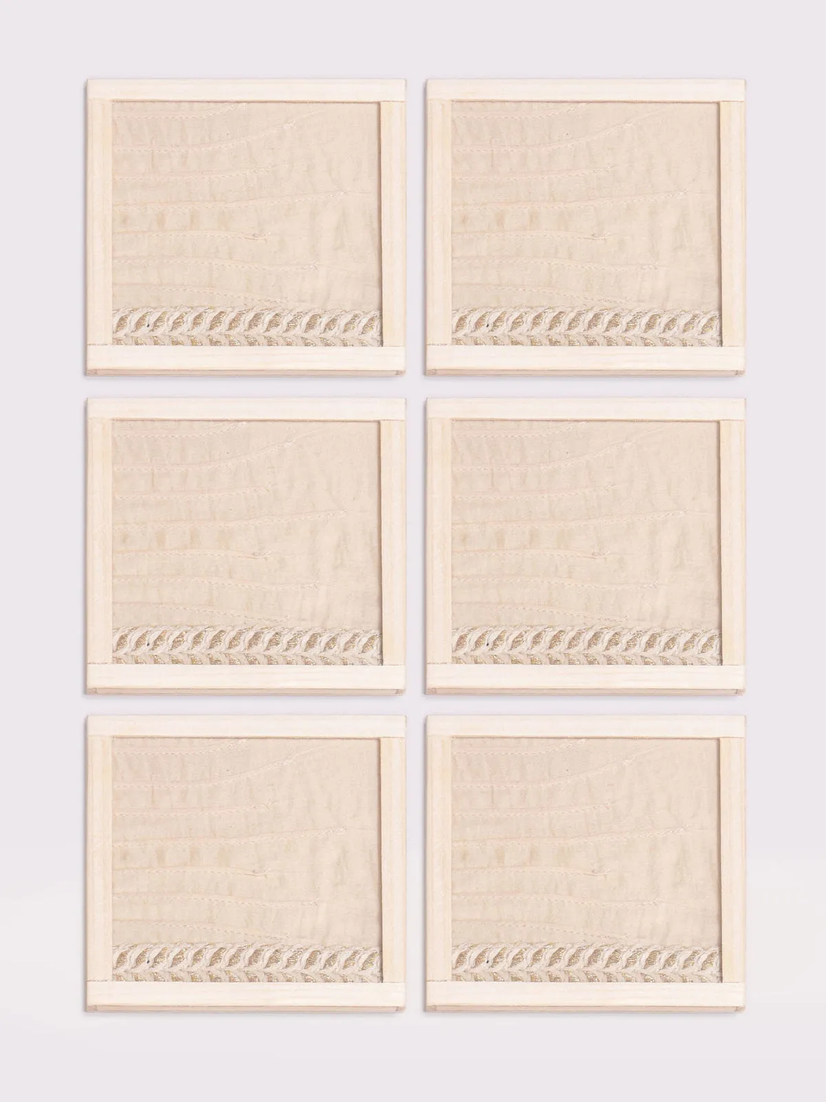 Alabaster Handwoven Coasters Set Of 6 Pcs Beige
