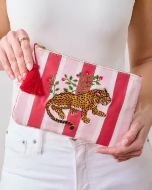 Bagheera - Embroidered Pouch - Hot Pink