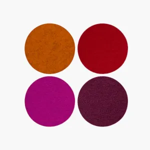 Bierfilzl Merino Wool Felt Round Coaster Multi 4 Pack (Bordeaux)