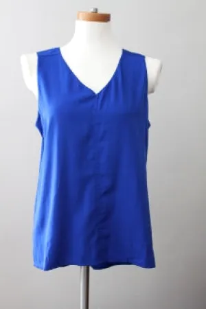 Bright Winter Vibrant Blue Pleated Back Top
