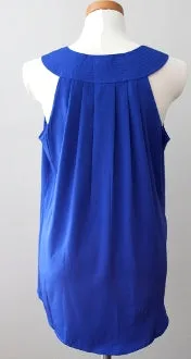 Bright Winter Vibrant Blue Pleated Back Top