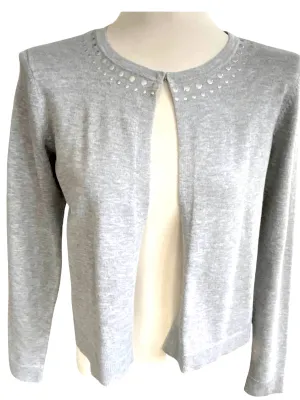 Cool Winter Gray Studded Cardigan Sweater