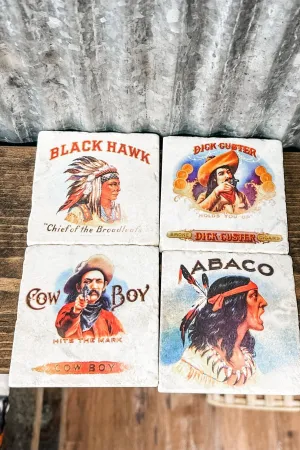 Cowboy & Indian Coaster - Set of 4