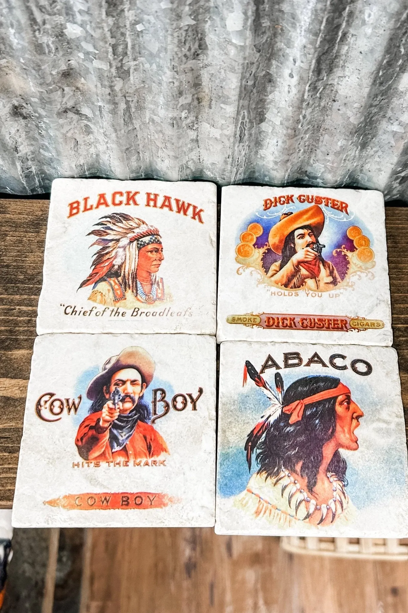 Cowboy & Indian Coaster - Set of 4