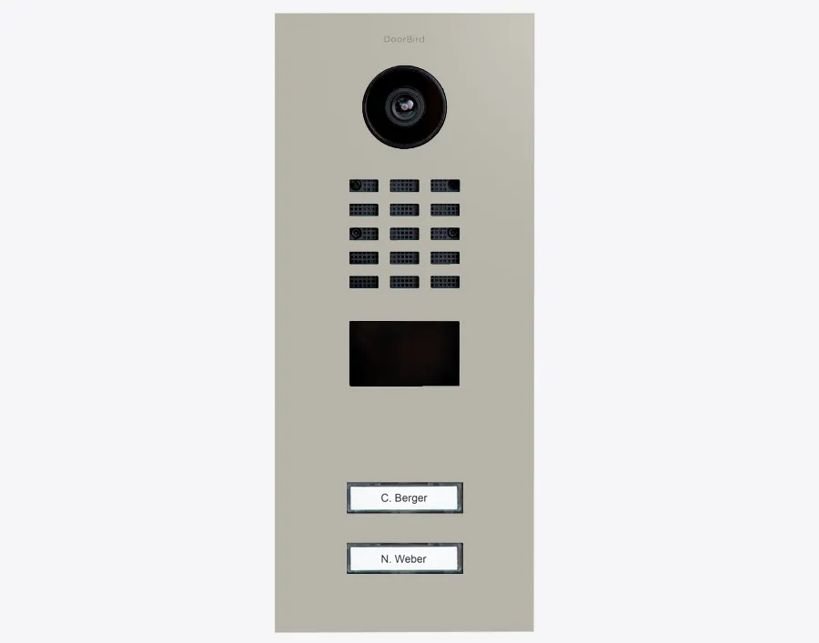 DoorBird Multi-Dwelling IP Intercom Video Door Station D2102V - 2 Call Buttons - Metal Finish - Flush backbox and Surface backbox sold separately