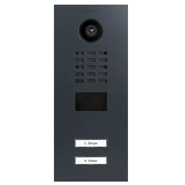 DoorBird Multi-Dwelling IP Intercom Video Door Station D2102V - 2 Call Buttons - Metal Finish - Flush backbox and Surface backbox sold separately