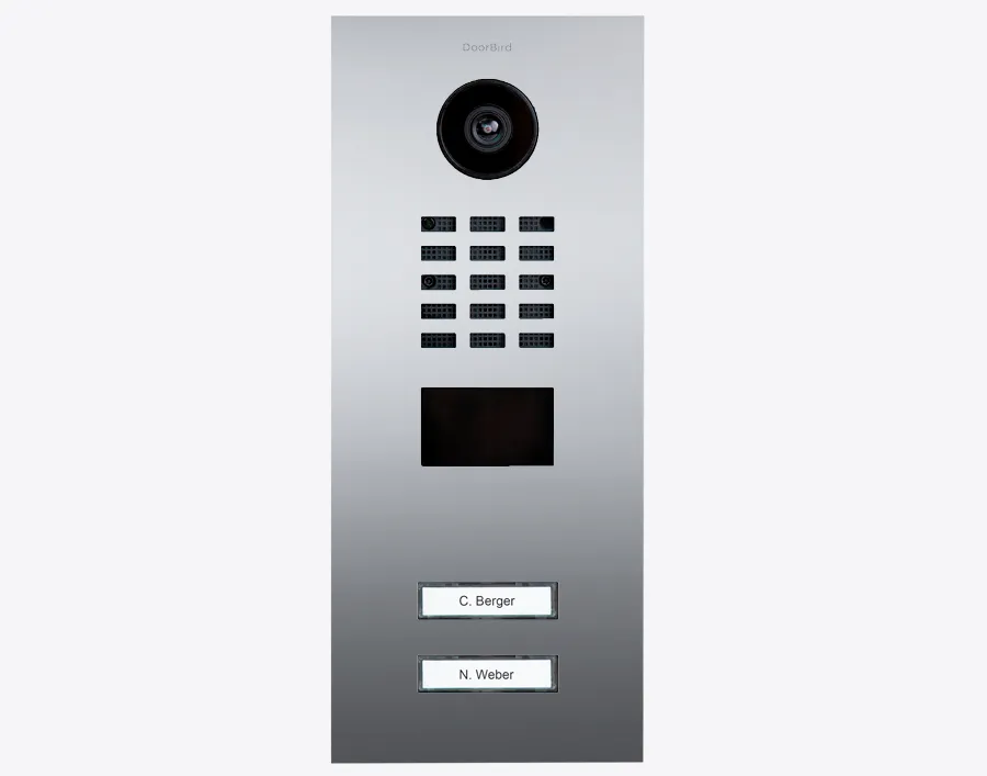 DoorBird Multi-Dwelling IP Intercom Video Door Station D2102V - 2 Call Buttons - Metal Finish - Flush backbox and Surface backbox sold separately