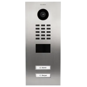 DoorBird Multi-Dwelling IP Intercom Video Door Station D2102V - 2 Call Buttons - Metal Finish - Flush backbox and Surface backbox sold separately