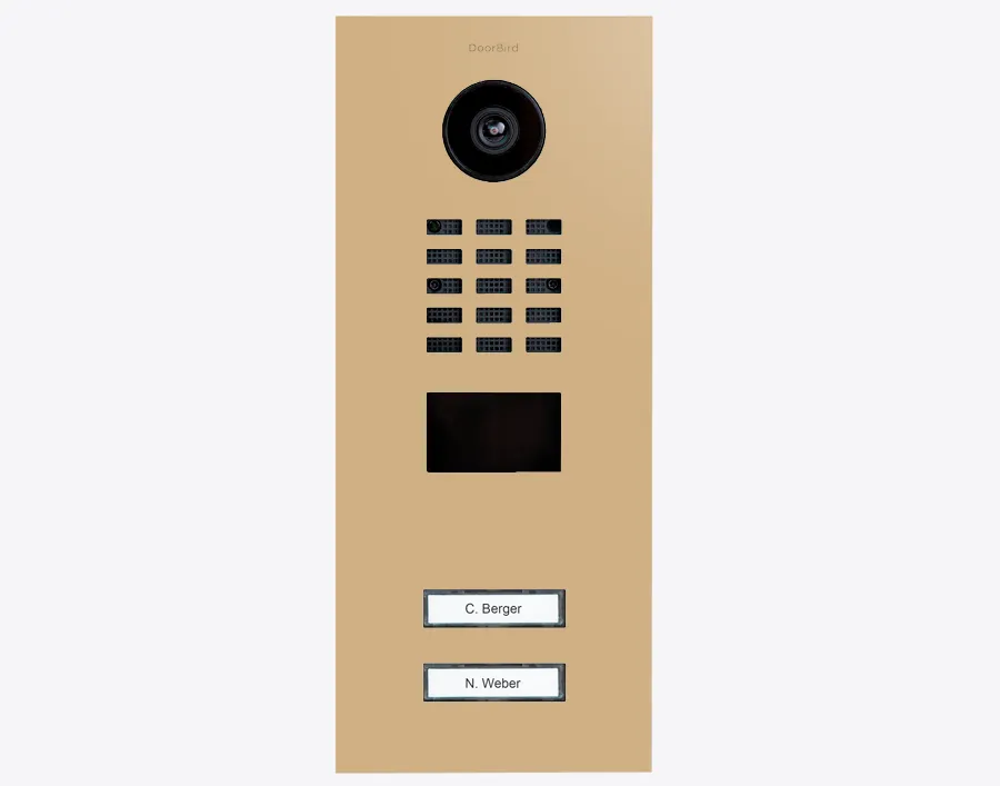 DoorBird Multi-Dwelling IP Intercom Video Door Station D2102V - 2 Call Buttons - Metal Finish - Flush backbox and Surface backbox sold separately