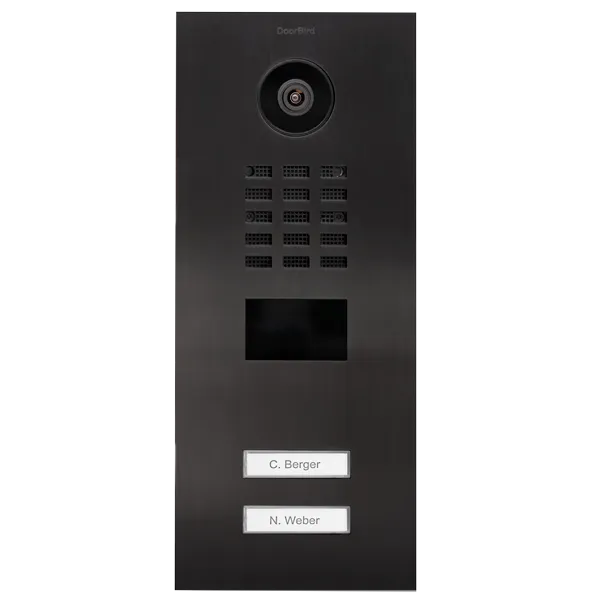 DoorBird Multi-Dwelling IP Intercom Video Door Station D2102V - 2 Call Buttons - Metal Finish - Flush backbox and Surface backbox sold separately