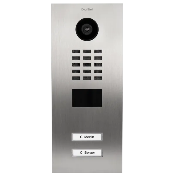 DoorBird Multi-Dwelling IP Intercom Video Door Station D2102V - 2 Call Buttons - Metal Finish - Flush backbox and Surface backbox sold separately