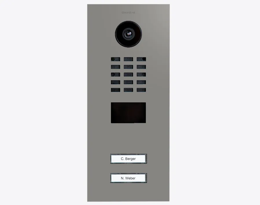 DoorBird Multi-Dwelling IP Intercom Video Door Station D2102V - 2 Call Buttons - Metal Finish - Flush backbox and Surface backbox sold separately