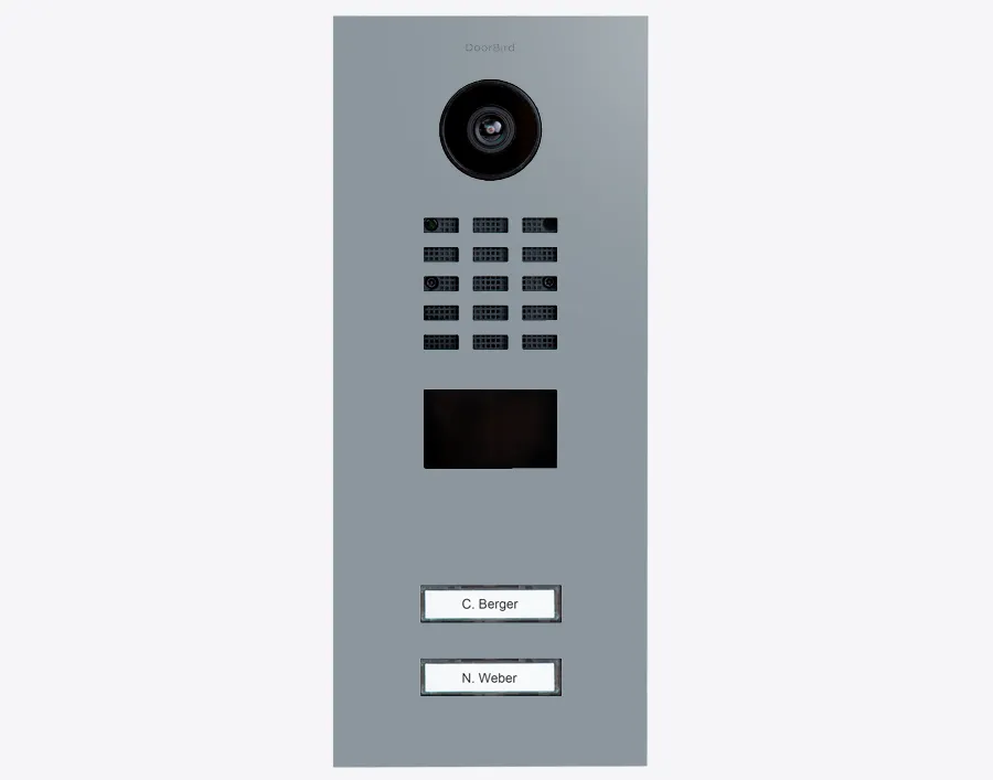 DoorBird Multi-Dwelling IP Intercom Video Door Station D2102V - 2 Call Buttons - Metal Finish - Flush backbox and Surface backbox sold separately