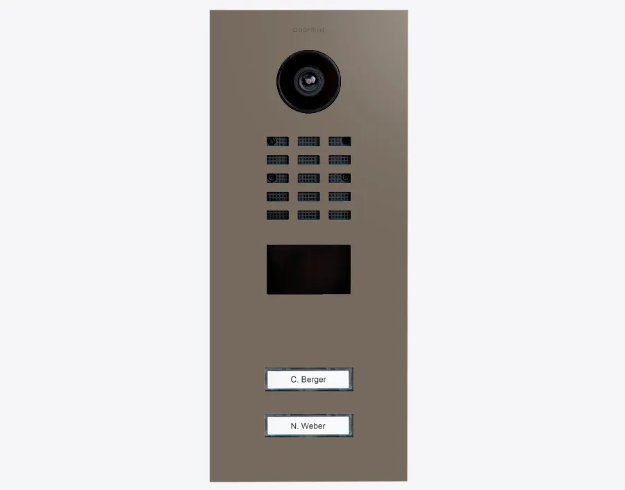DoorBird Multi-Dwelling IP Intercom Video Door Station D2102V - 2 Call Buttons - Metal Finish - Flush backbox and Surface backbox sold separately