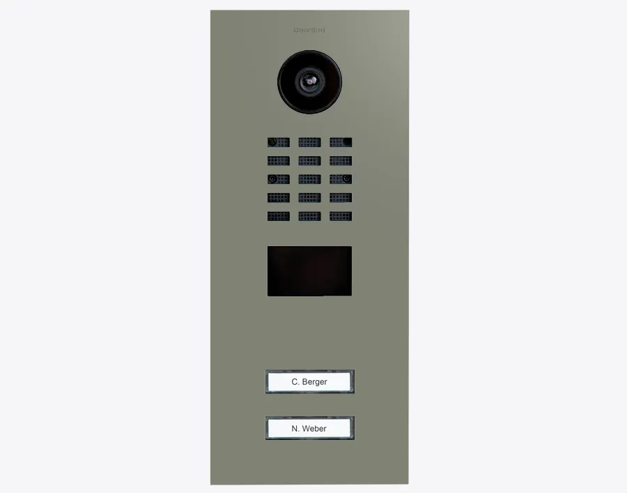 DoorBird Multi-Dwelling IP Intercom Video Door Station D2102V - 2 Call Buttons - Metal Finish - Flush backbox and Surface backbox sold separately