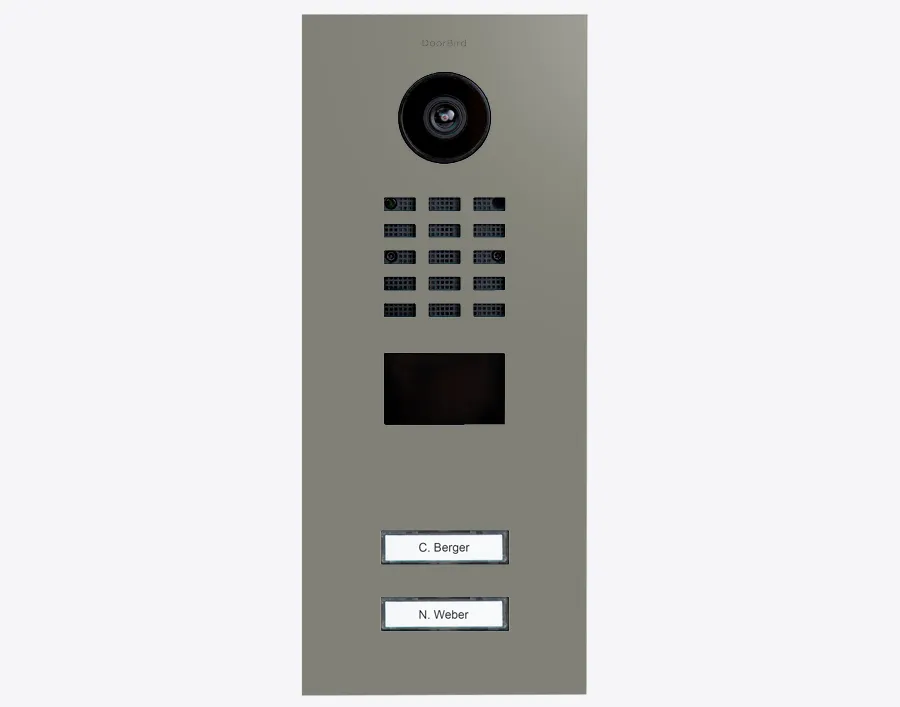 DoorBird Multi-Dwelling IP Intercom Video Door Station D2102V - 2 Call Buttons - Metal Finish - Flush backbox and Surface backbox sold separately