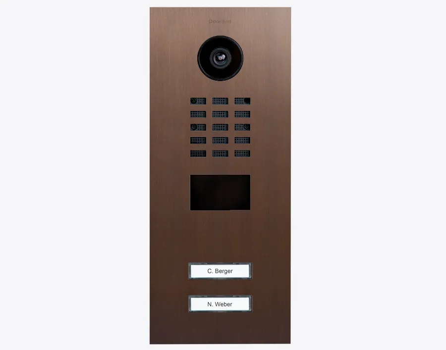 DoorBird Multi-Dwelling IP Intercom Video Door Station D2102V - 2 Call Buttons - Metal Finish - Flush backbox and Surface backbox sold separately