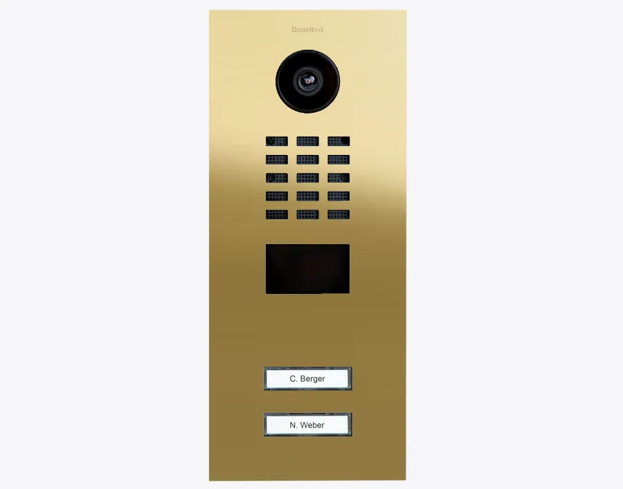 DoorBird Multi-Dwelling IP Intercom Video Door Station D2102V - 2 Call Buttons - Metal Finish - Flush backbox and Surface backbox sold separately