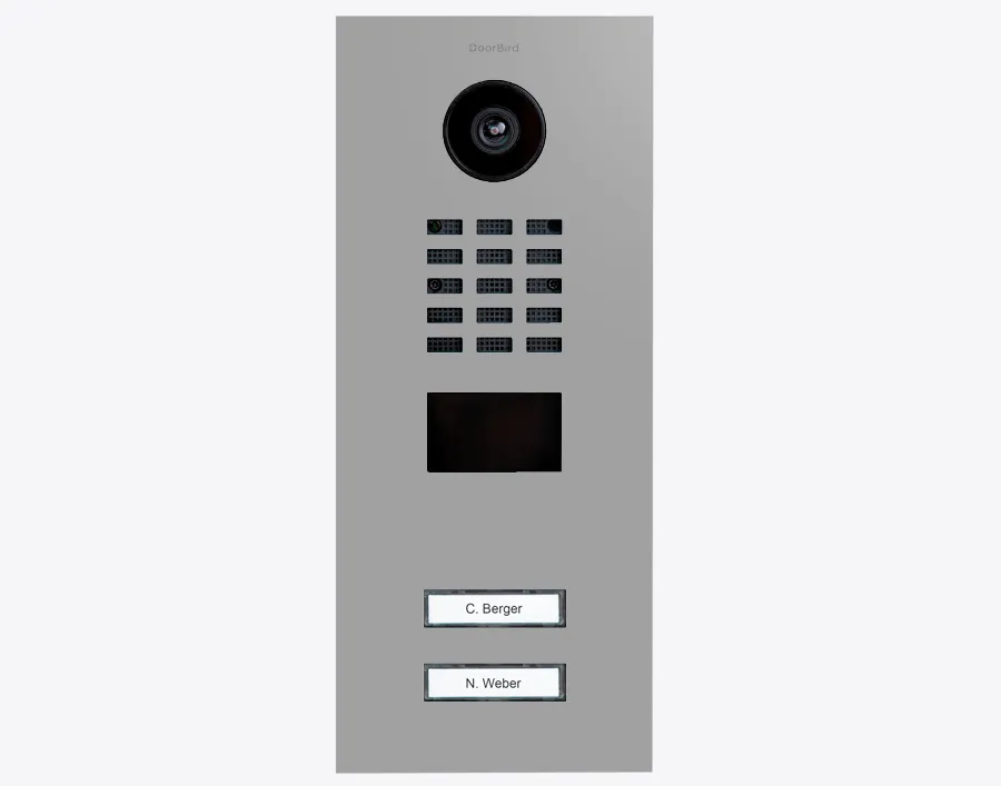 DoorBird Multi-Dwelling IP Intercom Video Door Station D2102V - 2 Call Buttons - Metal Finish - Flush backbox and Surface backbox sold separately