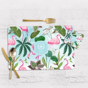 Flamingo Foliage Tableware Set (4 Placemats & 4 Casters)