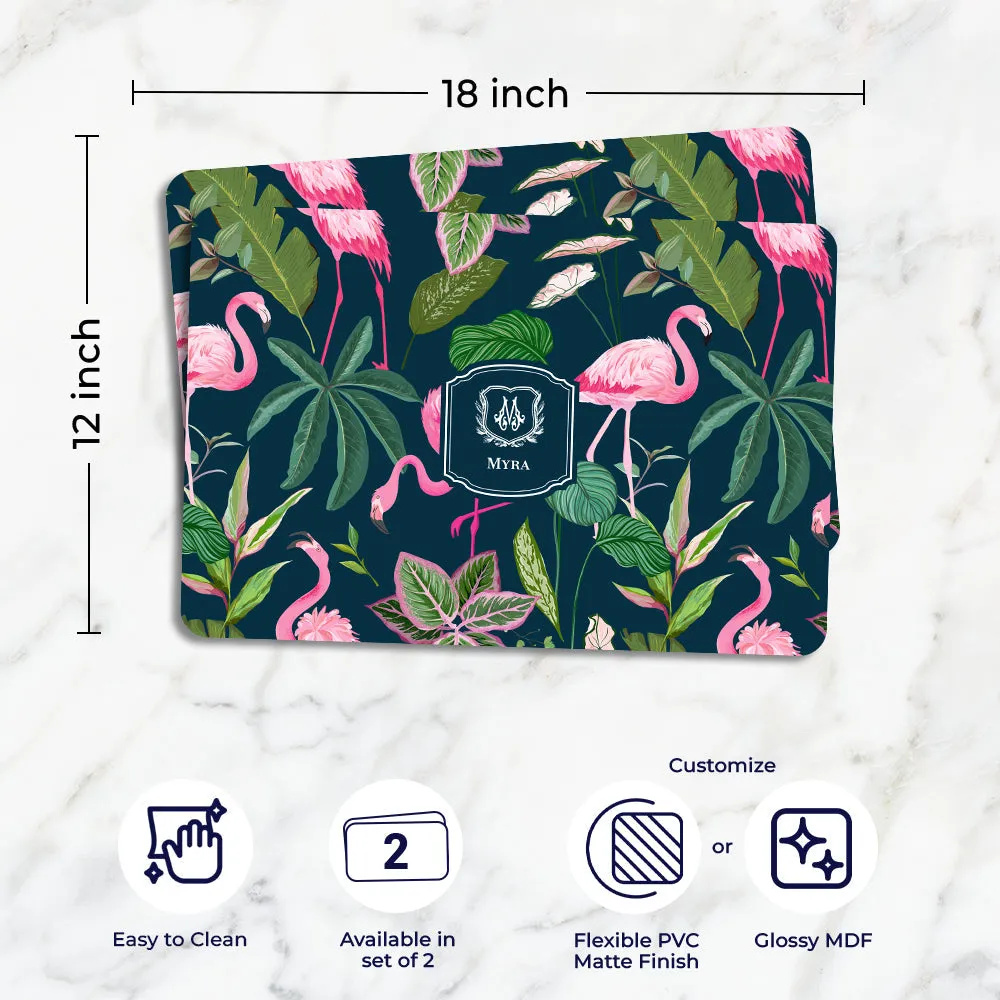Flamingo Foliage Tableware Set (4 Placemats & 4 Casters)