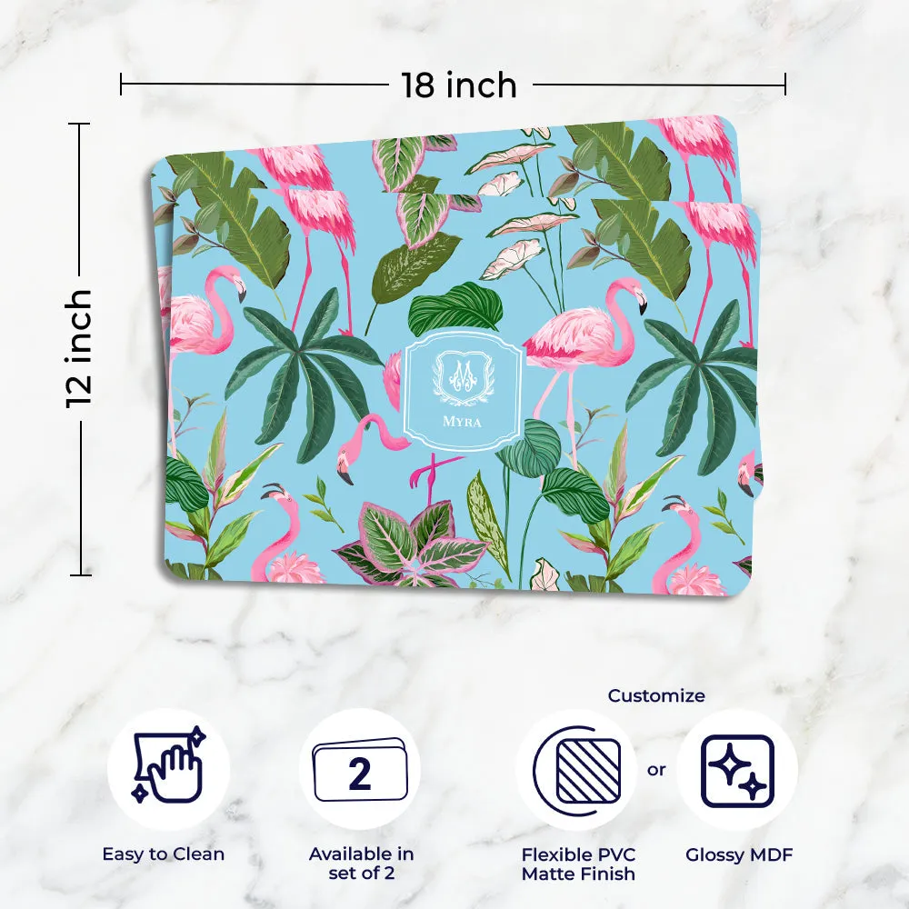 Flamingo Foliage Tableware Set (4 Placemats & 4 Casters)