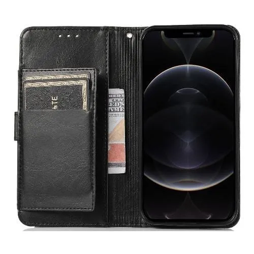 Indy Series Black Leather Wallet Case - iPhone 12 mini