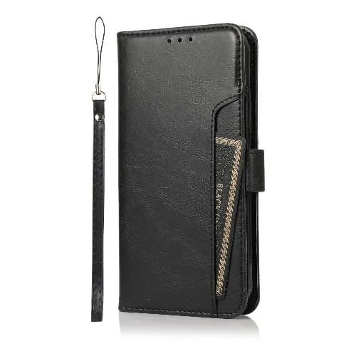 Indy Series Black Leather Wallet Case - iPhone 12 mini