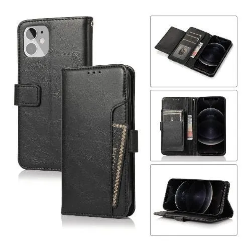 Indy Series Black Leather Wallet Case - iPhone 12 mini