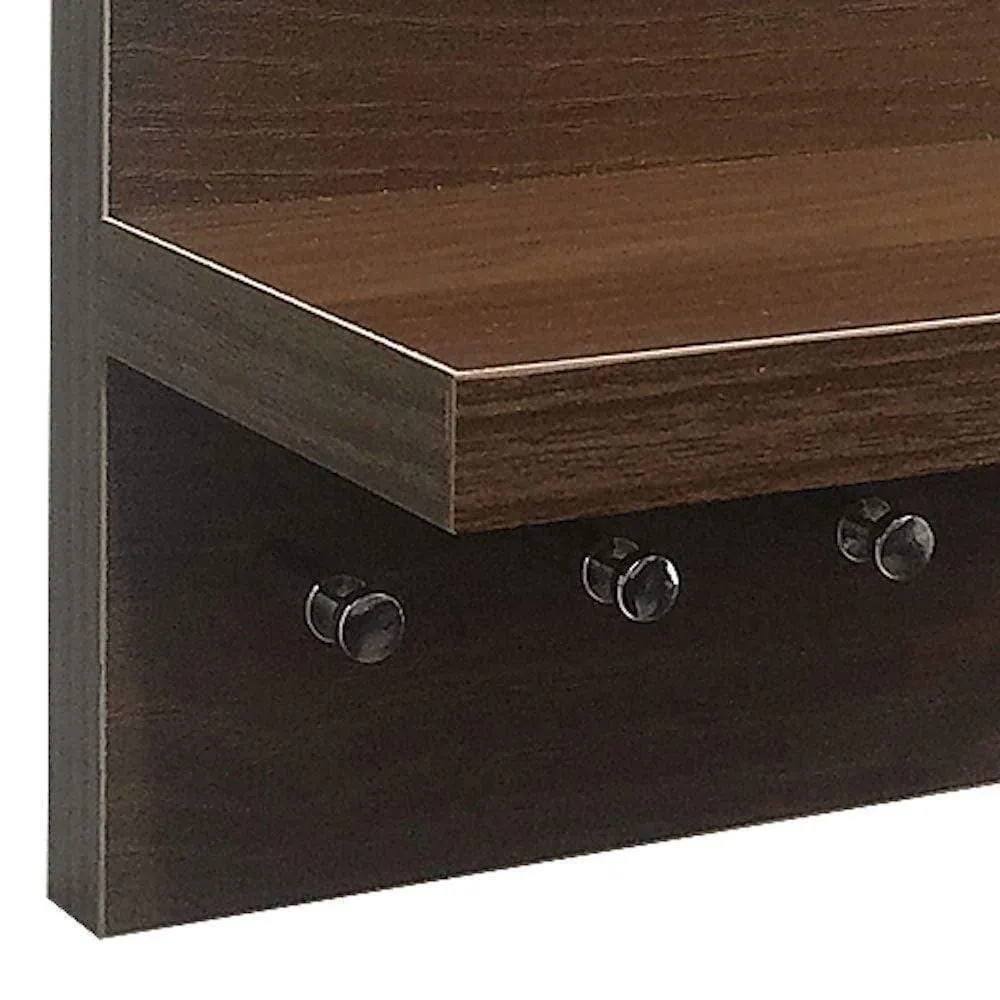 Omega 1 Wall Key Holder with Décor Shelf, Walnut