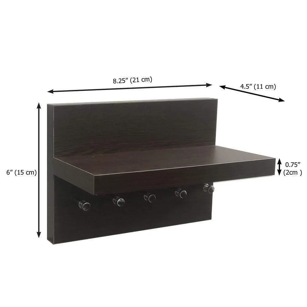 Omega 1 Wall Key Rack Hooks with Shelf, Wenge