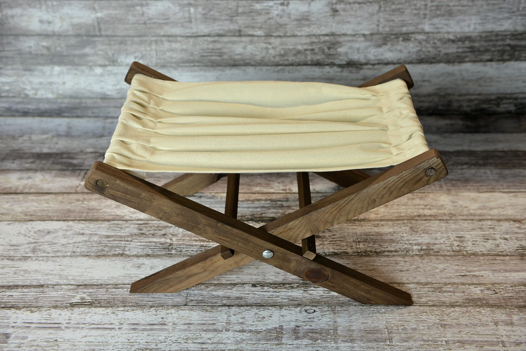 Rustic Deck Chair AND Matching Pillow - Beige Canvas - Interchangeable