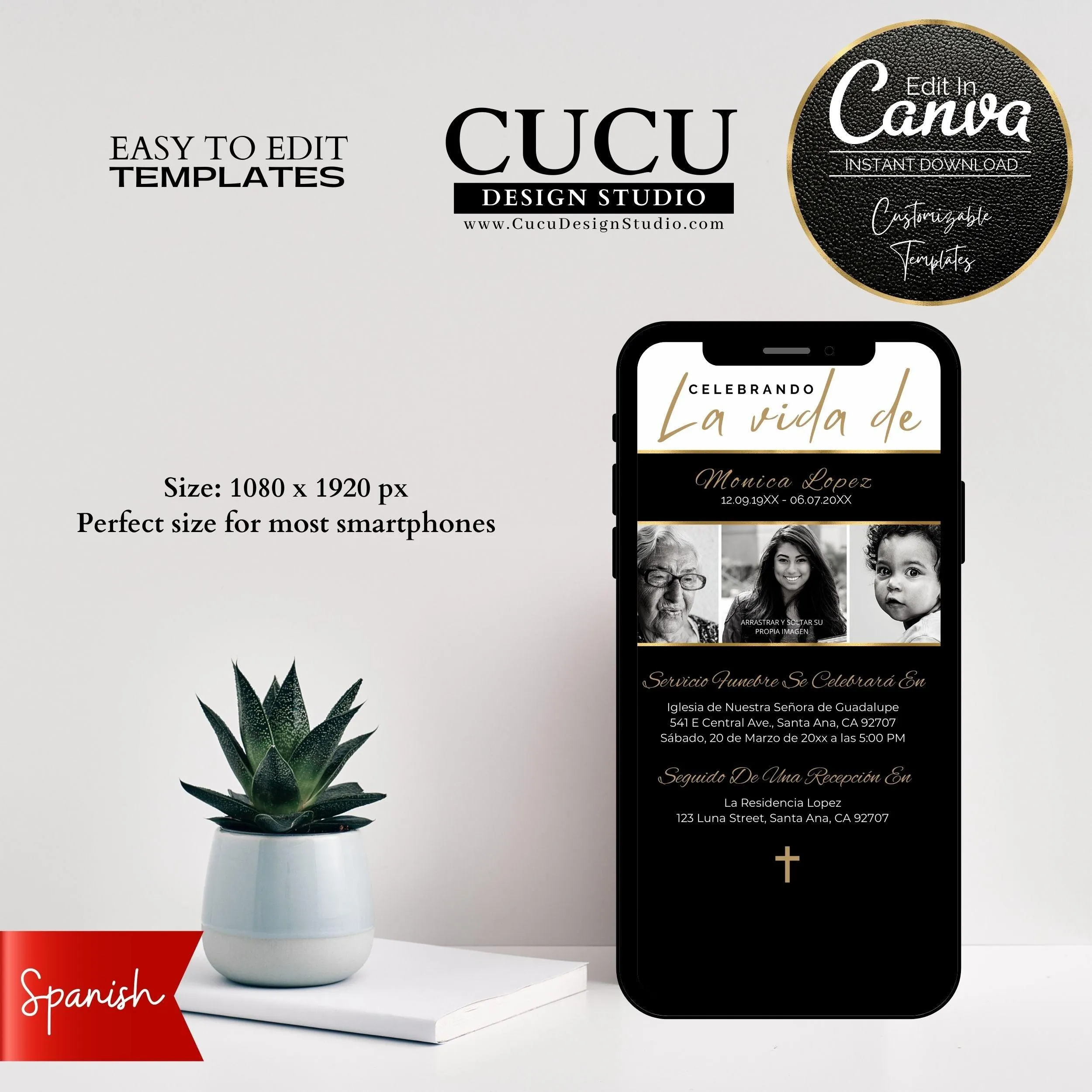 Spanish Electronic Funeral Announcement for Smartphone