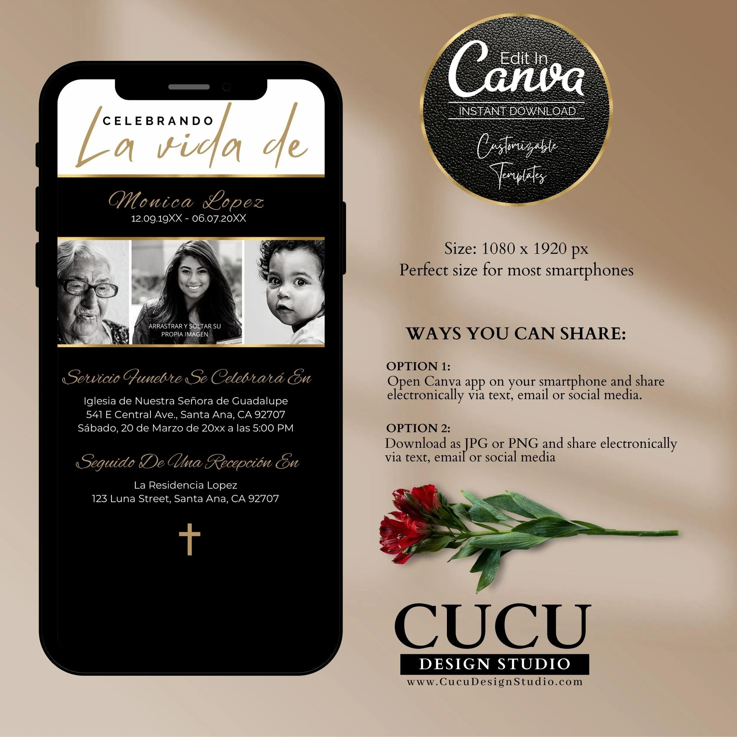 Spanish Electronic Funeral Announcement for Smartphone