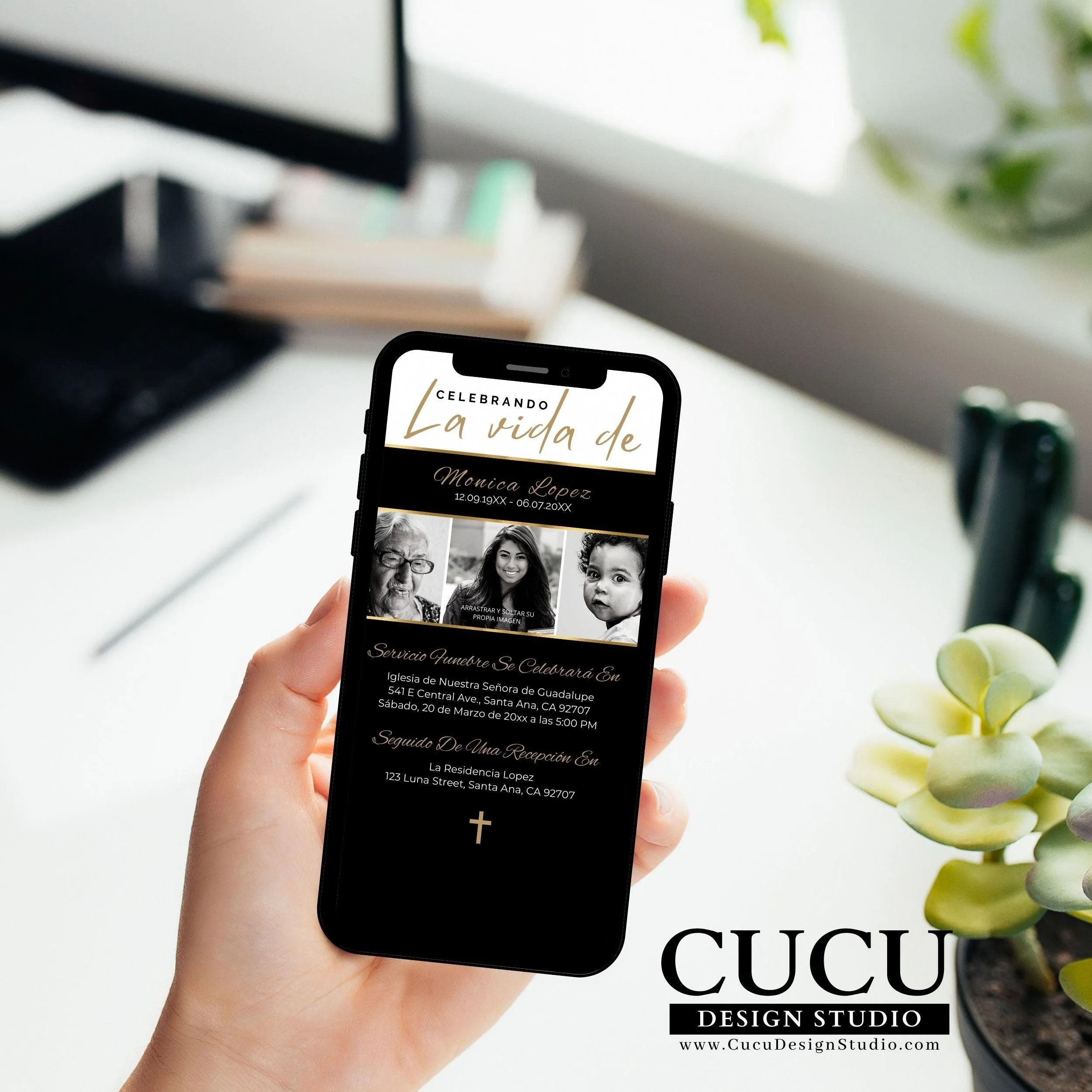Spanish Electronic Funeral Announcement for Smartphone