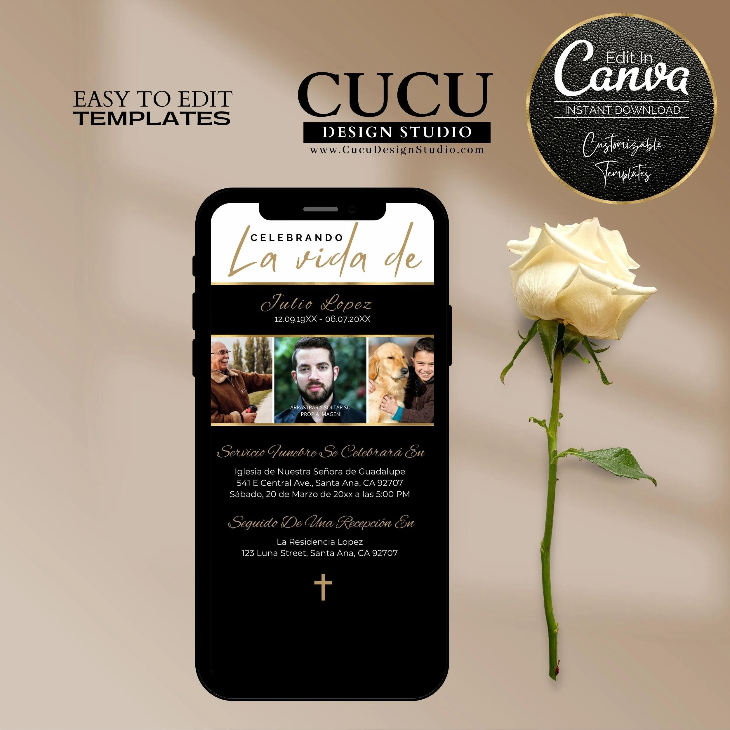 Spanish Electronic Funeral Announcement for Smartphone